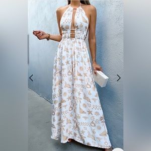 Runaway the Label clovelly maxi dress in white/sand.